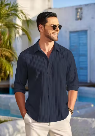 Shirt for men, Mens Textured shirt, popcorn shirt for men, popcorn shirt, Men's Regular Fit Popcorn Self Design Casual Shirt