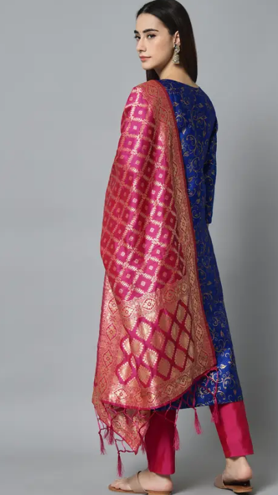 Women Cotton Silk Kurta Pant Set