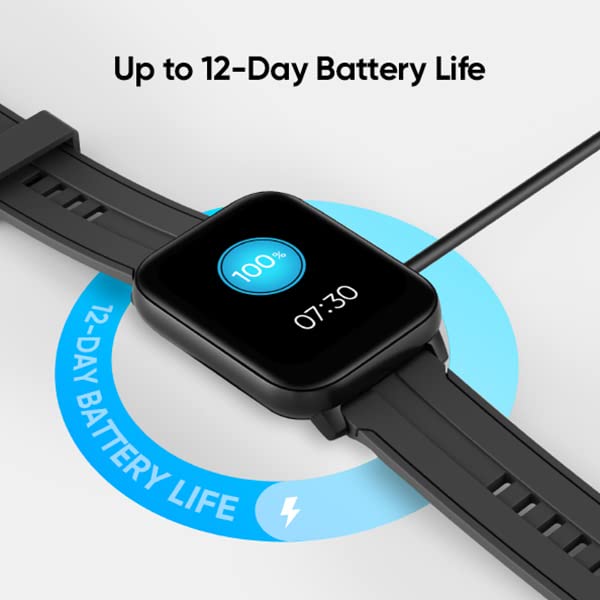 realme Techlife Smart Watch SZ100 1.69" HD Display with SpO2, Heart Rate & Temperature Monitors (Grey Strap, Free Size), Gray (RMW2103)