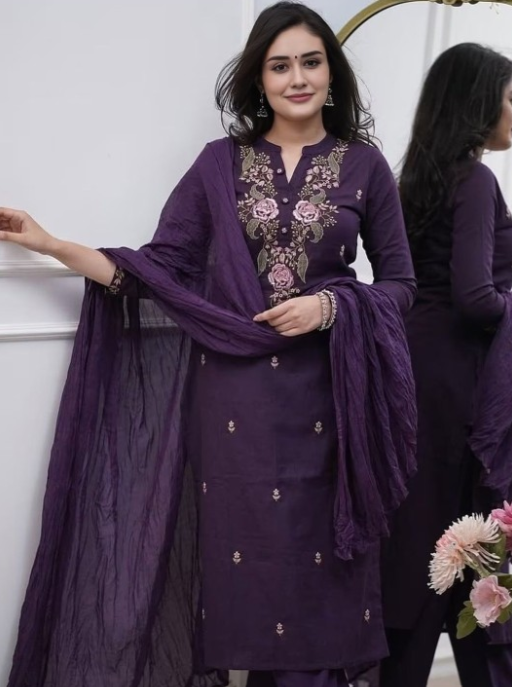 Women Viscose Rayon Kurti Pant Dupatta Set