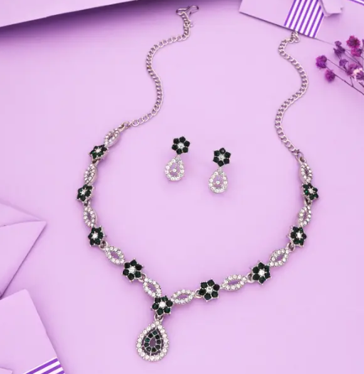 Brass Gold-plated Silver, White, Green Jewel Set  (Pack of 1)