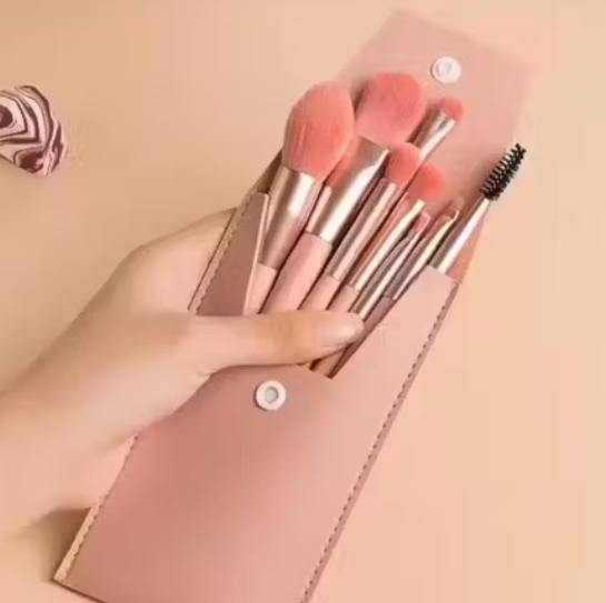 Premium 8 pcs professional makeup brush waterproof washable multicolour soft brisstles eye and face makeup brushes set