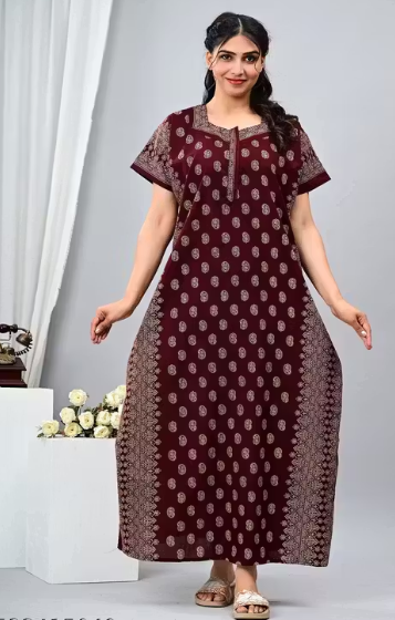 Women Premium quality cotton nighty , Cotton Nighty short sleeve, Printed maxi, Nightdress, Nighty, Maxi, Gown, Sleepwear, Ladies nighty