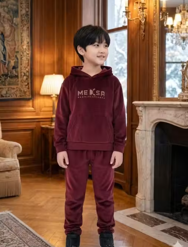 Kids Winter Co-ord Set | Unisex Warm Hoodie and Pants Set | Soft Velvet Fabric