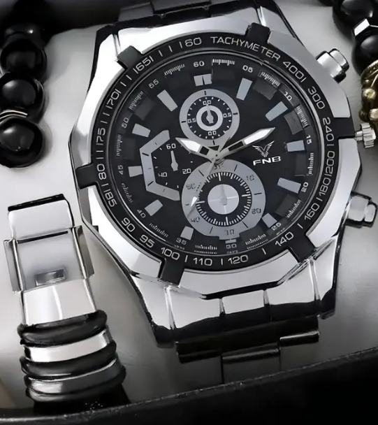 FNB-SlvBlack-1801 Analog Watch - For Men