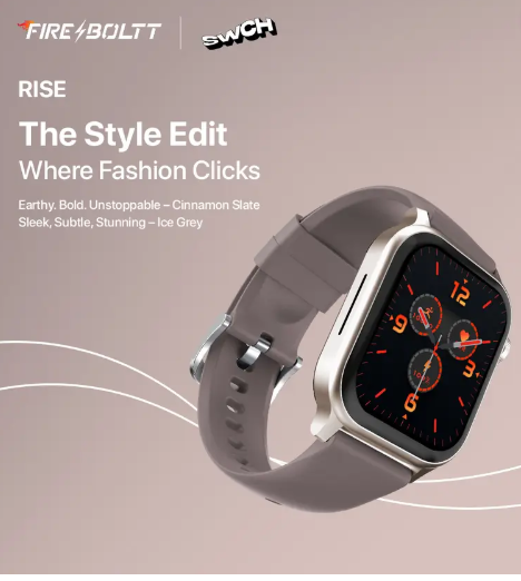 Fire-Boltt Rise Bluetooth Calling 47mm (1.85), Metal Bod & Rotating Crown, 123 Sports Smartwatch  (Cinnamon Slate Strap, Free Size)