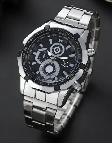 FNB-SlvBlack-1801 Analog Watch - For Men