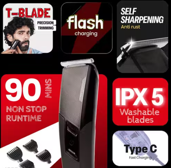 Bombay Shaving Company PRO Beard Trimmer For Men, 90 Min Running timer with C-Type Charging Cable