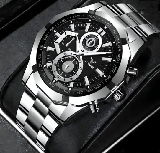 FNB-SlvBlack-1801 Analog Watch - For Men