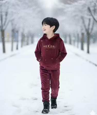 Kids Winter Co-ord Set | Unisex Warm Hoodie and Pants Set | Soft Velvet Fabric