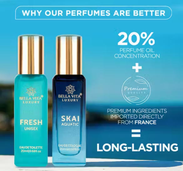 Bella Vita Luxury Unisex FRESH+SKAI Perfume Combo for Men and Women 40 ML (Pack of 2 Items 20ML Each)