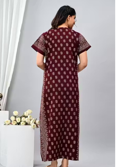 Women Premium quality cotton nighty , Cotton Nighty short sleeve, Printed maxi, Nightdress, Nighty, Maxi, Gown, Sleepwear, Ladies nighty