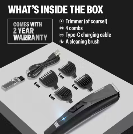 Bombay Shaving Company PRO Beard Trimmer For Men, 90 Min Running timer with C-Type Charging Cable