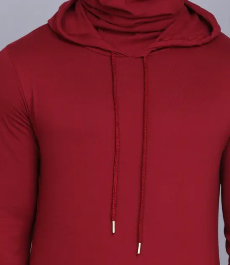 Men Typography Hooded Neck Cotton Blend Maroon T-Shirt