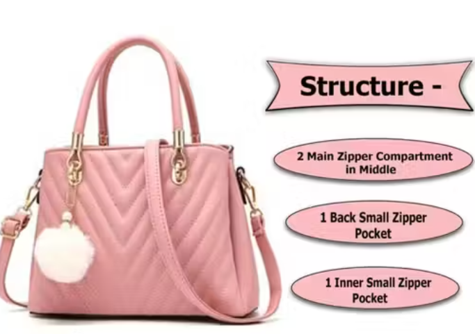 New Fancy Party Hand Bag Womens Fashion Leather Handbags Quilted Purses Top-handle Totes Satchel Bag for Ladies Shoulder Bag for Women with Pompom