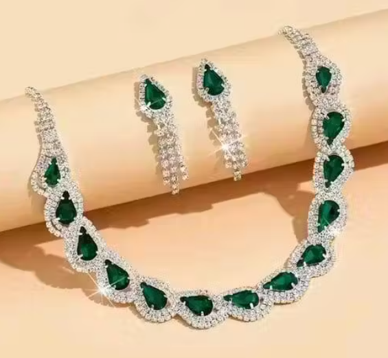 Jewellery Set Nice & Simple American Diamond Stone Work All Colours