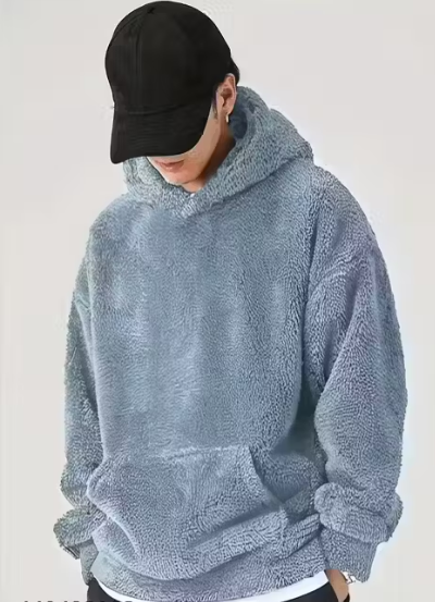 Men's plain fur hoodie for winters