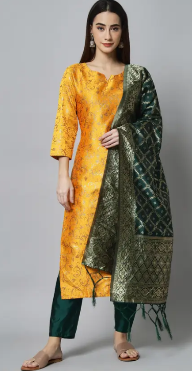 Women Cotton Silk Kurta Pant Set