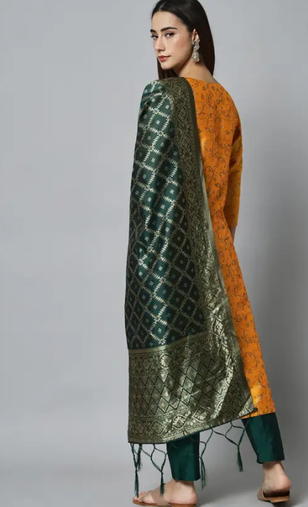 Women Cotton Silk Kurta Pant Set