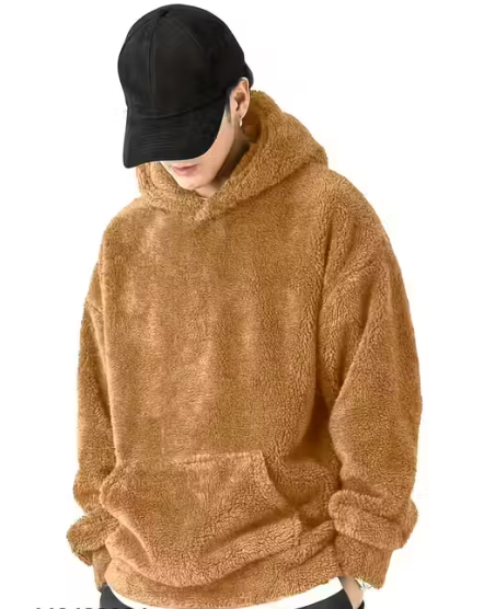 Men's plain fur hoodie for winters