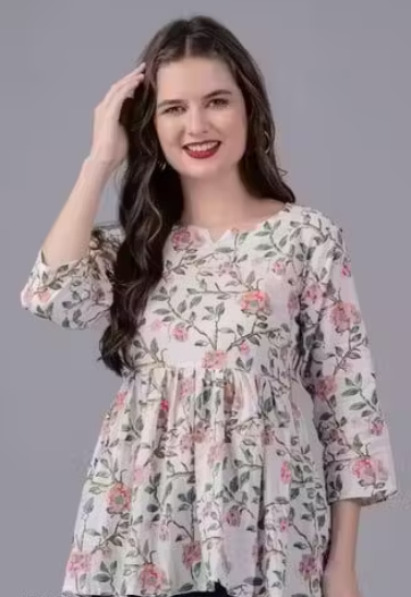 Women's Trending Simple Floral Print Top