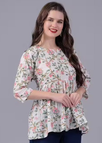 Women's Trending Simple Floral Print Top