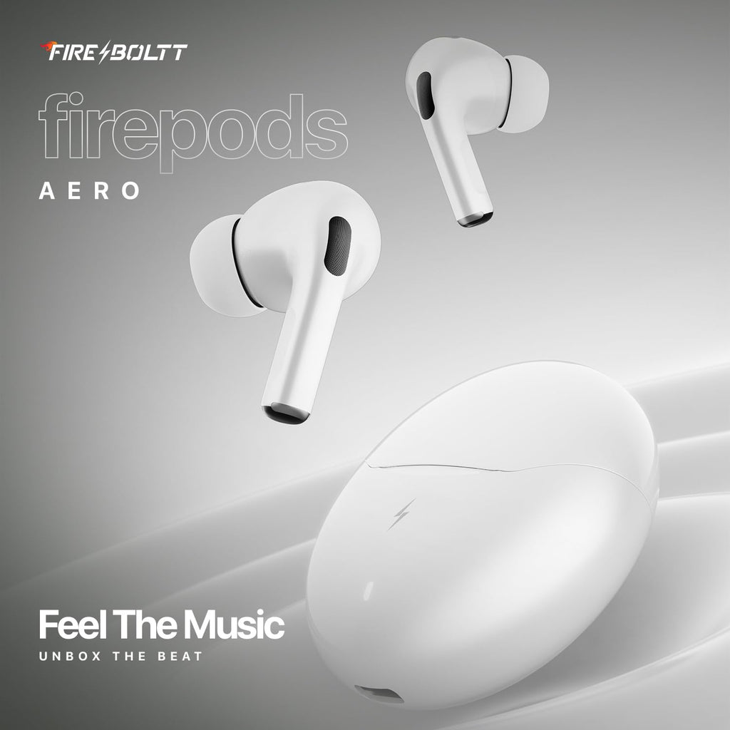 Fire-Boltt Aero TWS Ear Buds Custom EQ, Wireless Bluetooth 5.4, 50H Playtime, 50ms Low Latency, Fast Charging Case, App Support, Touch Controls, IPX4 Waterproof, Gaming & Music