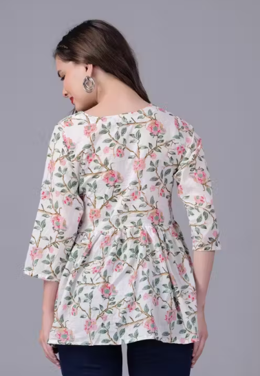 Women's Trending Simple Floral Print Top