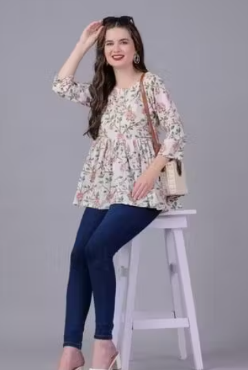 Women's Trending Simple Floral Print Top