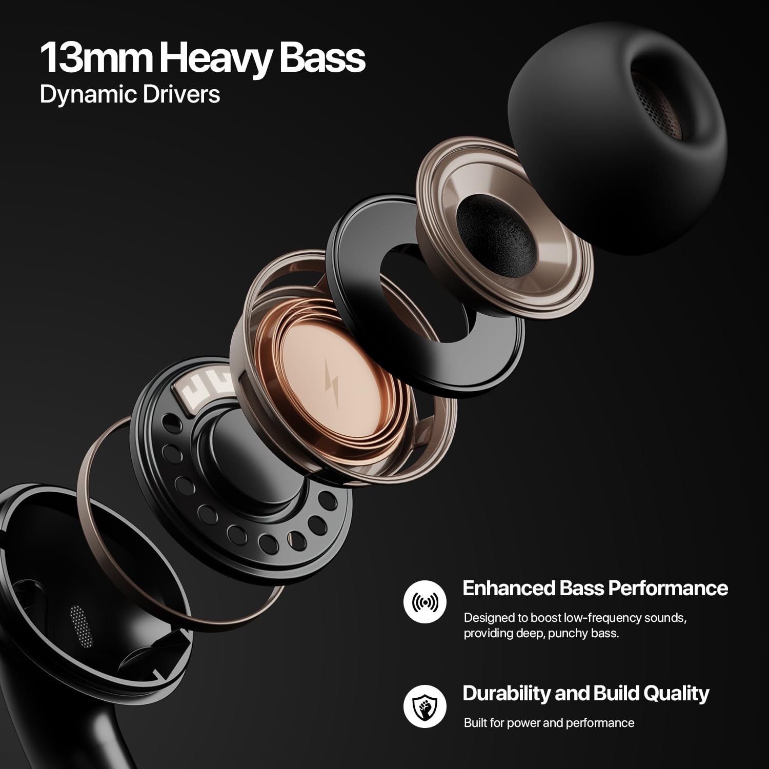 Fire-Boltt Aero TWS Ear Buds Custom EQ, Wireless Bluetooth 5.4, 50H Playtime, 50ms Low Latency, Fast Charging Case, App Support, Touch Controls, IPX4 Waterproof, Gaming & Music