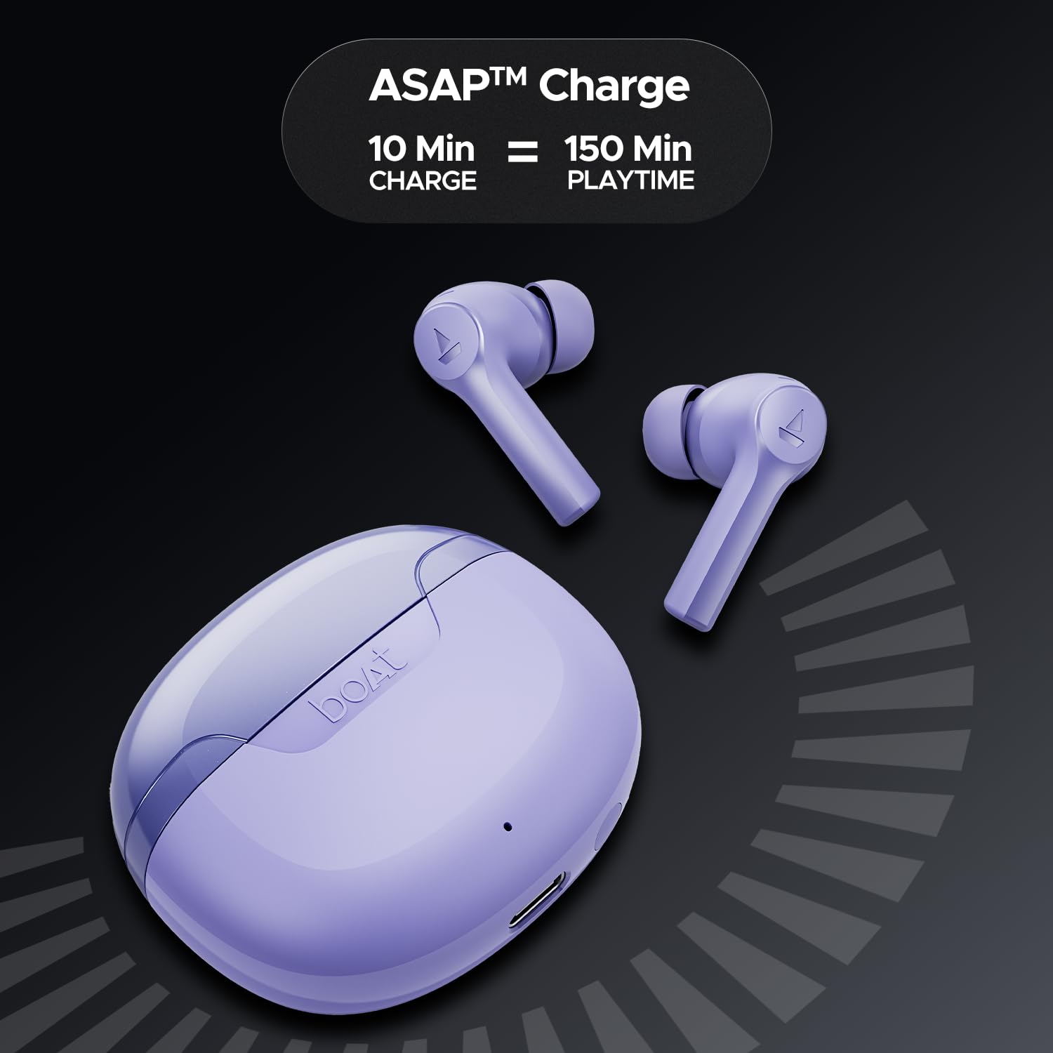 boAt Airdopes 300, Cinematic Spatial Audio, 50H Battery, 4Mic AI ENx, Fast Charge, App Support, Low Latency, IPX4, v5.3 Bluetooth Earbuds, TWS in Ear Earbuds Wireless Earphones with mic (Purple Haze)