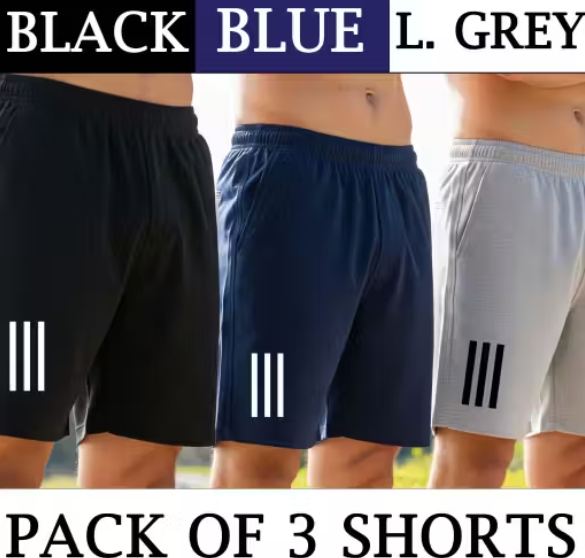 Striped Performance Sports Shorts for Men Combo (Pack of 3)
