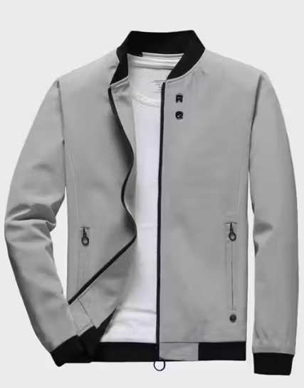 Trendy Light Grey Unisex Bomber Jacket