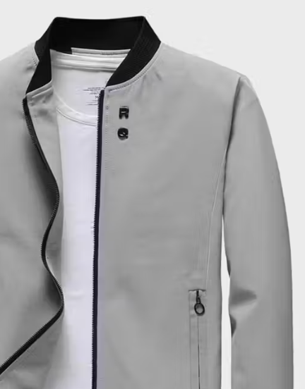 Trendy Light Grey Unisex Bomber Jacket