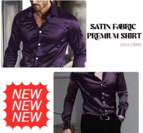 Luxurious satin fabric with a silky-smooth finish Slim-fit design for a modern silhouette Button-down front with crisp collar detailing Ideal for parties, formal occasions, or smart-casual styling
