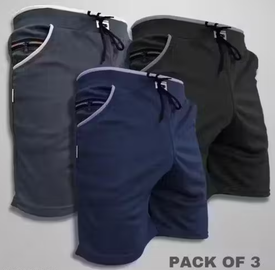 Mens Running short, gym shorts, sport shorts, for men , for boys, black blue and grey colour (pack of 3) shorts