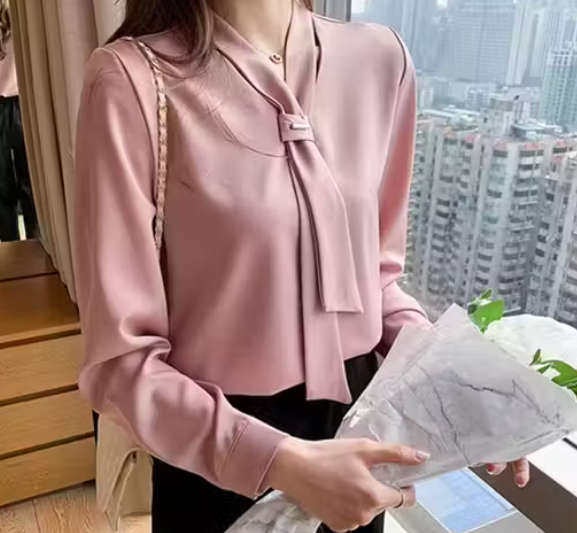 Formal Top for Girls V-Neck Chiffon Blouse Shirt Tap Top