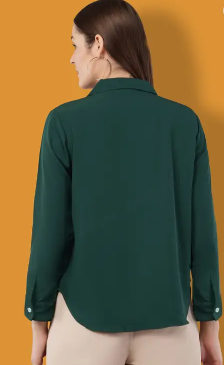 Formal Regular Sleeves Solid Women Green Top