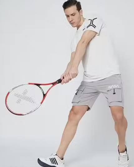 Men’s Trendy Cargo Shorts || Casual Summer Shorts for Boys || Black & Grey Combo Shorts || Comfortable Daily Wear Shorts with NASA Logo (Pack of 2) |