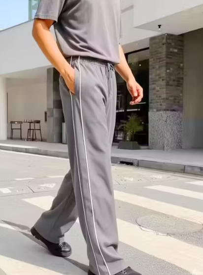 Straight Fit With Side White Piping Track Pant for Men