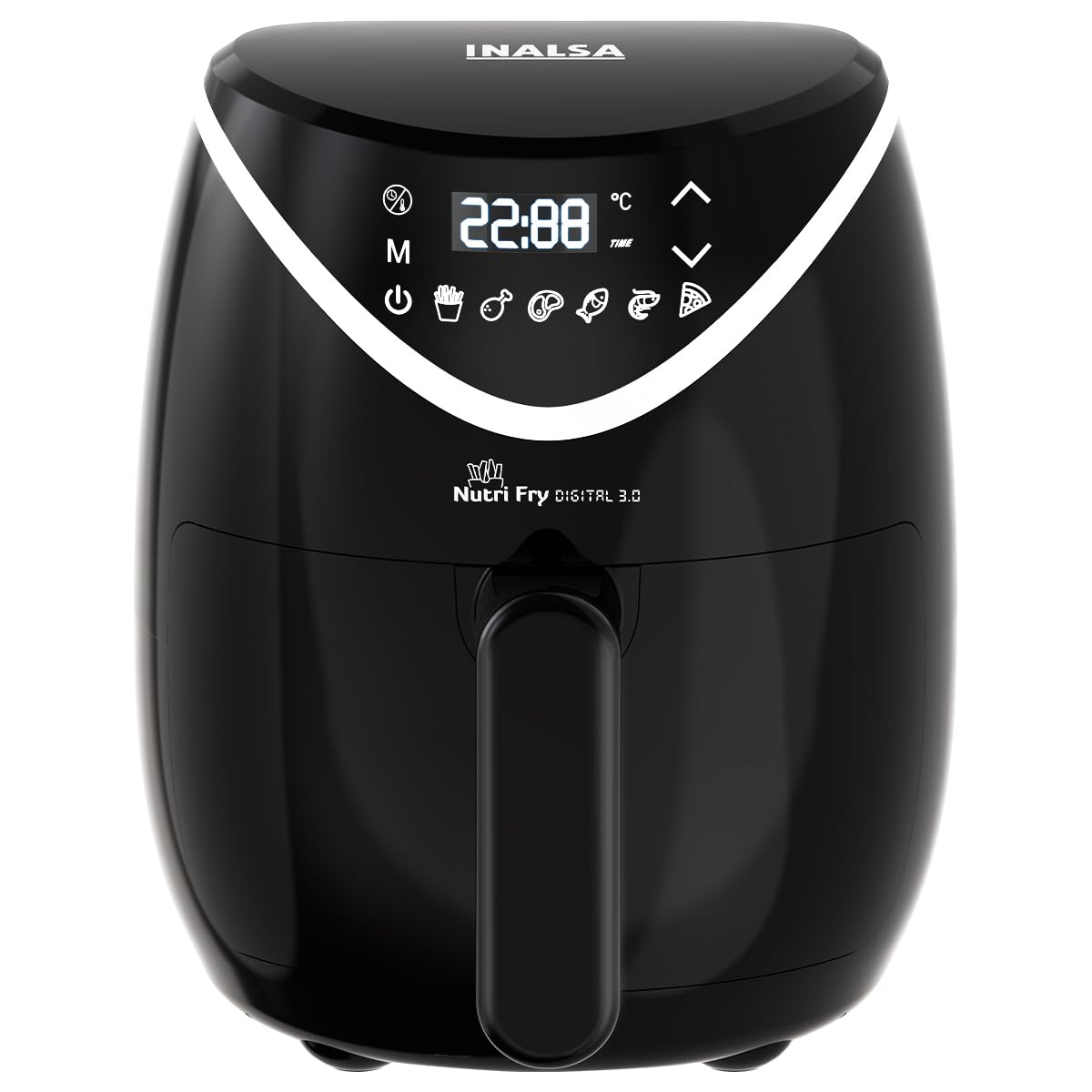 INALSA Air Fryer 3 LTR|1200 W with Air Crisp Technology|Temperature & Timer Control|6 Preset Menu & Digital Display|Air fry, Bake,Roast,Reheat,Dehydrate|Airfryer Recipe book-NutriFryDigital 3