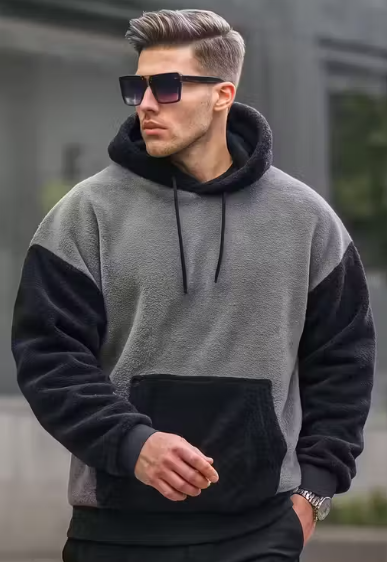 Men’s Cozy Black & Mustard Hoodie – Winter Wear Collection