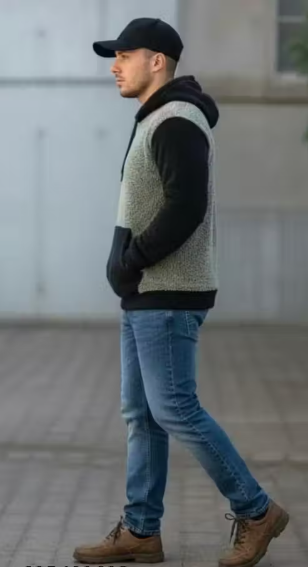 Men’s Cozy Black & Mustard Hoodie – Winter Wear Collection