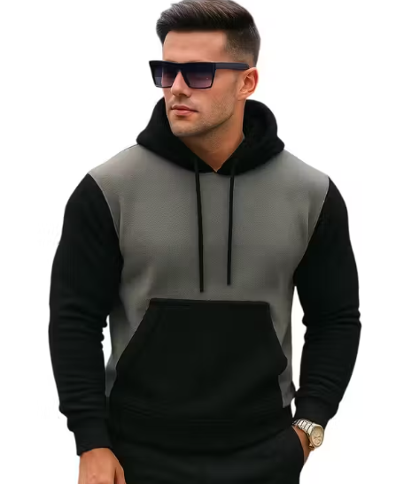 Men’s Cozy Black & Mustard Hoodie – Winter Wear Collection