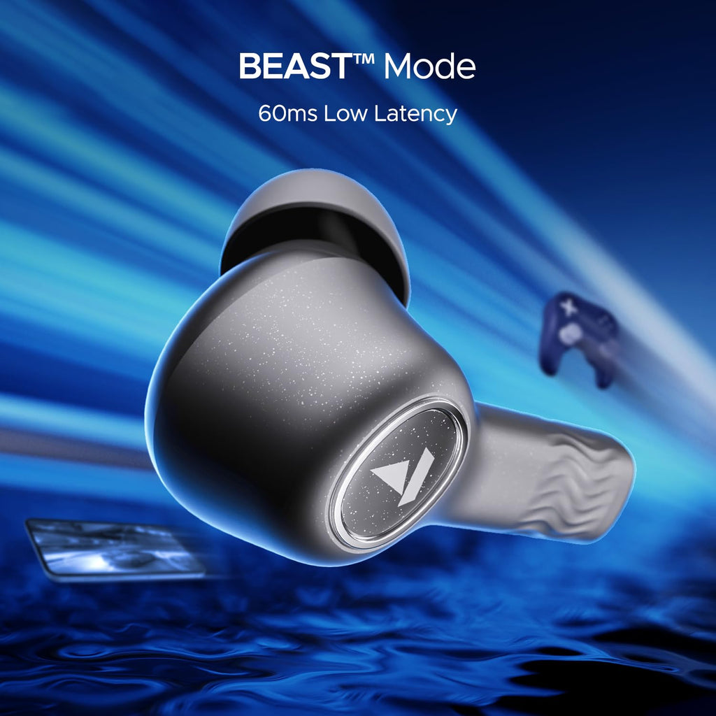 Boat Nirvana Ion ANC, Active Noise Cancellation(~32dB), 120Hrs Battery, App Support, Crystal Bionic Sound, 4Mics ENx, v5.3 Bluetooth TWS in Ear Earbuds Wireless Earphones with mic (Crystal Black)