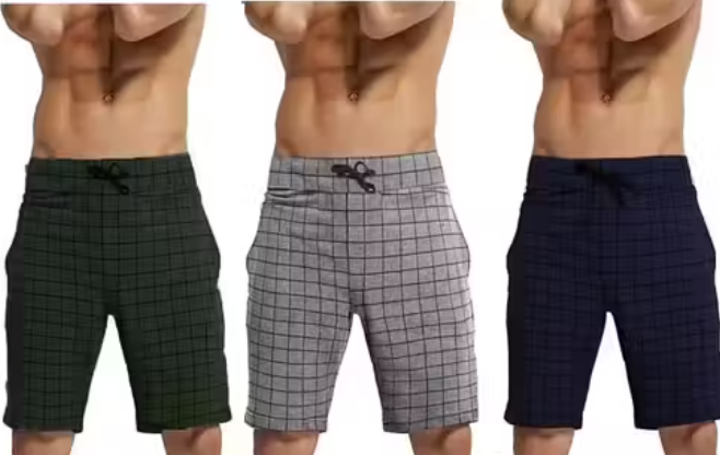 Checked Trendy Cotton Shots for Men (Pack of 3)