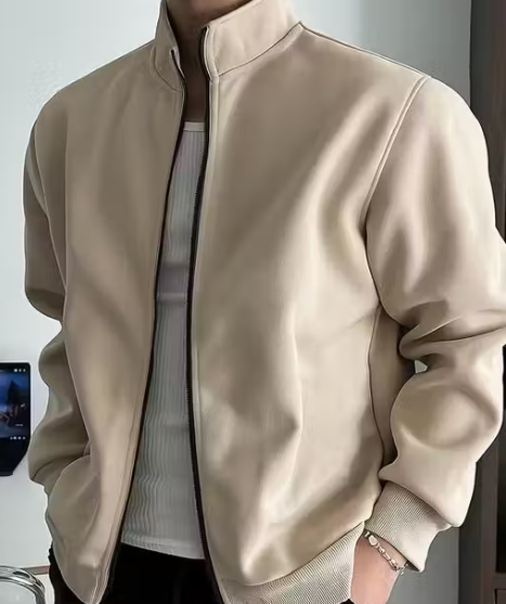 Men Solid Beige Full Zip High Neck Sweatshirt | Stylish Winterwear Jacket | Soft Fleece Warm Hoodie Alternative | Casual Slim Fit Zipper Sweatshirt for Men