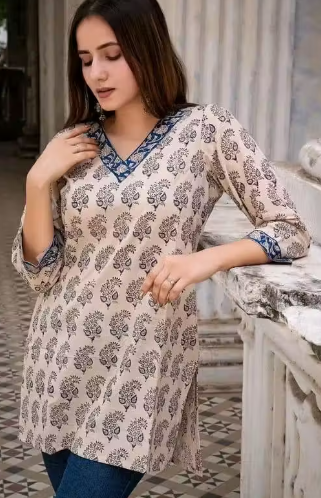 Women Trending Rayon Printed Short Kurta For Girls