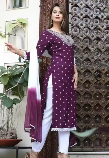 Rayon Printed Casual Women Kurta Sets with dupatta for weeding as well as party wear