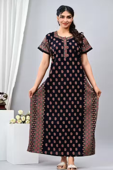 Women Premium quality cotton nighty , Cotton Nighty short sleeve, Printed maxi, Nightdress, Nighty, Maxi, Gown, Sleepwear, Ladies nighty